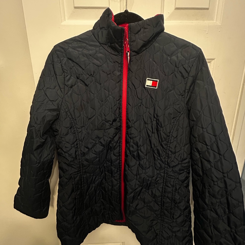 Tommy Hilfiger Kids Black Quilted Jacket with Red Accents